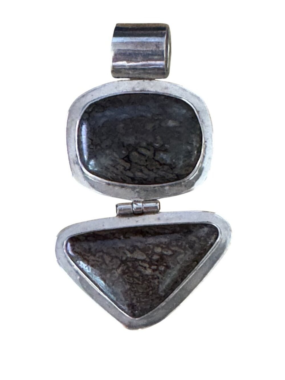 Agatized Dinosaur Bone Gemstone Sterling Silver Pendant Large 2 3/4" 38g - Picture 3 of 8